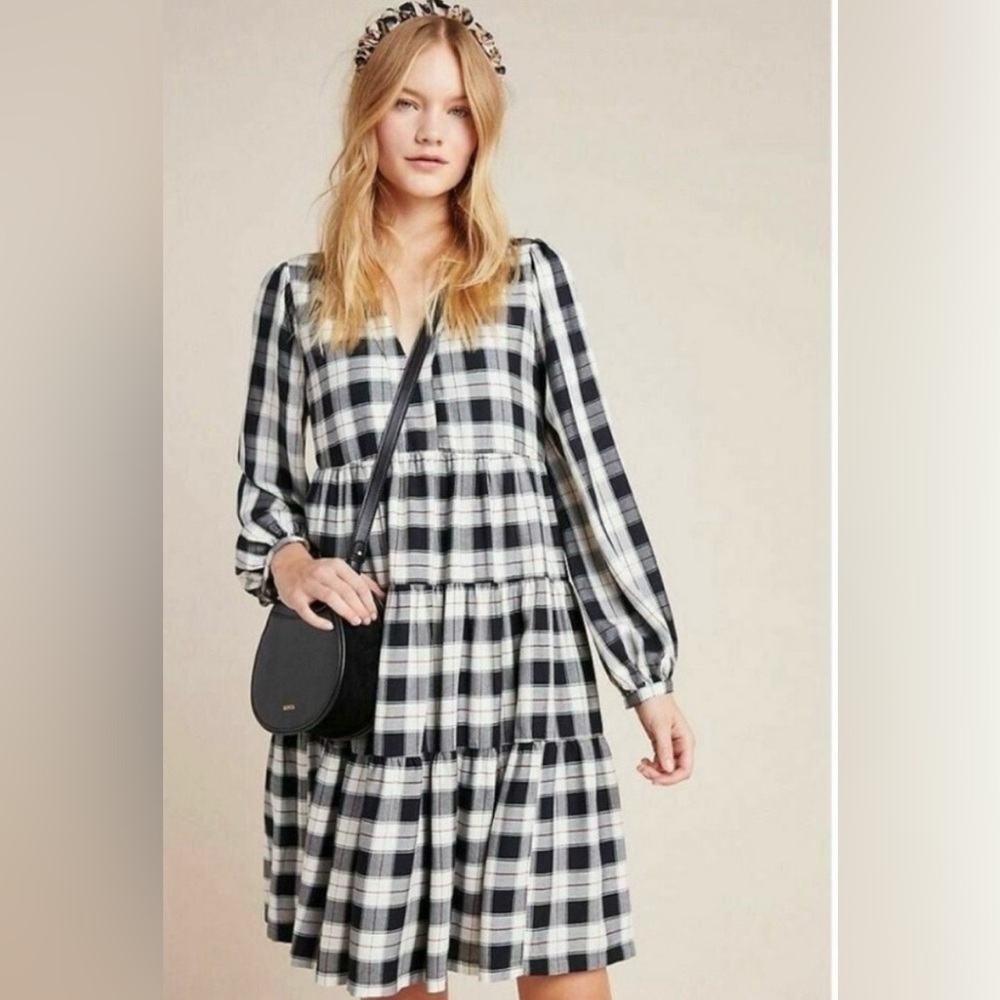 Anthropologie Maeve Checkered Plaid Dress
